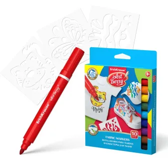 Set 10 Marker Tesaturi + 3 Carduri Sablon Artberry, ErichKrause