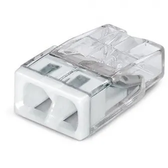 Set 100 cleme (conectori) Wago 2.5 mmp 2273-202, compact, borna cu arc, cablu masiv, 2 fire, 24A