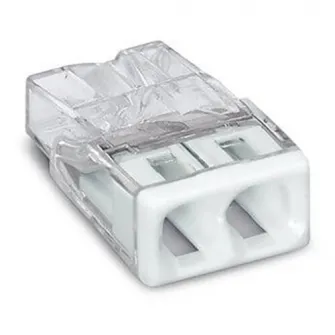 Set 100 cleme (conectori) Wago 2.5 mmp 2273-202, compact, borna cu arc, cablu masiv, 2 fire, 24A