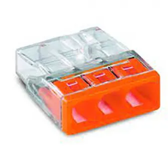 Set 100 cleme (conectori) Wago 2.5 mmp 2273-203, compact, borna cu arc, cablu masiv, 3 fire, 24A