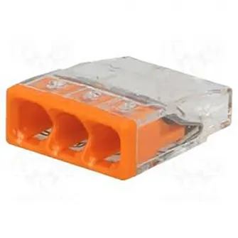 Set 100 cleme (conectori) Wago 2.5 mmp 2273-203, compact, borna cu arc, cablu masiv, 3 fire, 24A