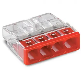 Set 100 cleme (conectori) Wago 2.5 mmp 2273-204, compact, borna cu arc, cablu masiv, 4 fire, 24A