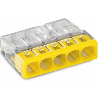 Set 100 cleme (conectori) Wago 2.5 mmp 2273-205, compact, borna cu arc, cablu masiv, 5 fire, 24A