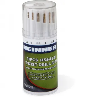 Set 11 burghie pentru metal Heinner VBM011, 1.5-8 mm dimensiune burghie