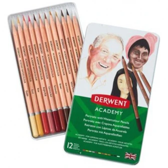 Set 12 creioane acuarela Derwent Academy™, tonurile pielii, calitate superioara