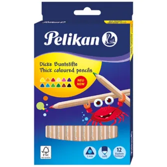 Set 12 Creioane Color Pelikan, triunghiulare, groase