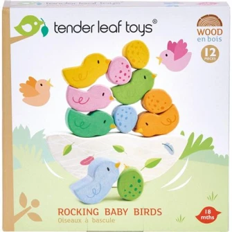 Set 12 jucarii din lemn Tender Leaf Toys - Balansoarul cu pasari, stivuibile