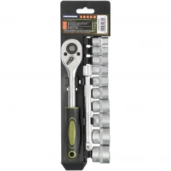 Set 12 piese Heinner CTSM018, Cheie cu clichet 3/8, capete chei tubulare, 10-24 mm, material chrome-vanadium