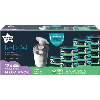 Set 12 rezerve pentru cos scutece, Tommee Tippee, Sangenic Twist and Click, Reciclabile