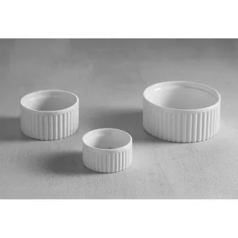 Set 12 vase ramekin, Hendi, portelan, rezistent pana la 600°C, 70x35 mm