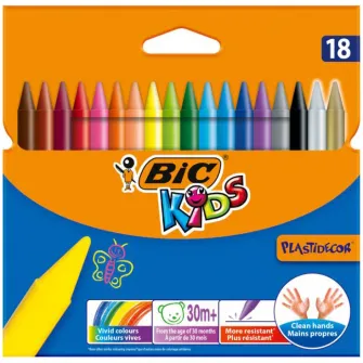 Set 18 bucati creioane cerate BIC Plastidecor, plastifiate