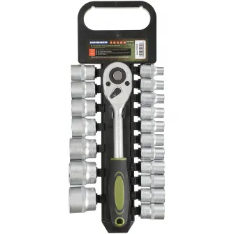 Set 19 piese Heinner CTSM019, cheie cu clichet 1/2, capete chei tubulare, 8-32 mm, material chrome-vanadium