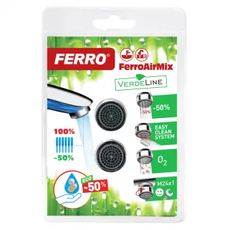 Set 2 aeratoare Ferro AirMix, pentru baterie lavoar, M24x1, Crom