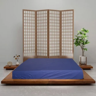 Set 2 bucati Cearsaf de pat cu elastic Kotonia Home, 100% bumbac, Ranforce, 90x200+20 cm, bleumarin