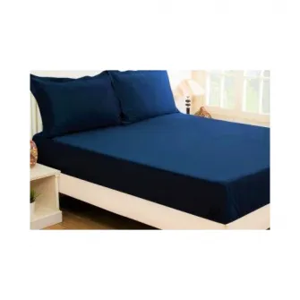 Set 2 bucati Cearsaf de pat cu elastic Kotonia Home, 100% bumbac, Ranforce, 160x200+20 cm, bleumarin
