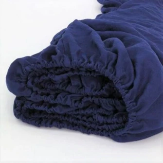 Set 2 bucati Cearsaf de pat cu elastic Kotonia Home, 100% bumbac, Ranforce, 90x200+20 cm, bleumarin