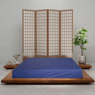 Set 2 bucati Cearsaf de pat cu elastic Kotonia Home, 100% bumbac, Ranforce, 160x200+20 cm, bleumarin
