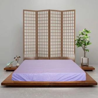 Set 2 bucati Cearsaf de pat cu elastic Kotonia Home, 100% bumbac, Ranforce, 180x200+30 cm, lila