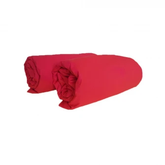Set 2 bucati Cearsaf de pat cu elastic Kotonia Home, 100% bumbac, Ranforce, 160x200+20 cm, rosu