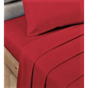 Set 2 bucati Cearsaf de pat cu elastic Kotonia Home, 100% bumbac, Ranforce, 90x200+20 cm, rosu