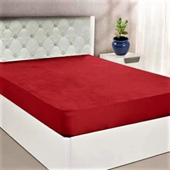 Set 2 bucati Cearsaf de pat cu elastic Kotonia Home, 100% bumbac, Ranforce, 90x200+20 cm, rosu