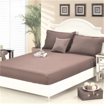 Set 2 bucati Cearsaf de pat cu elastic Kotonia Home, 100% bumbac, Ranforce, 90x200+20 cm, maro