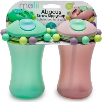 Set 2 cani cu pai Abacus pentru bebelusi Melii, roz-verde