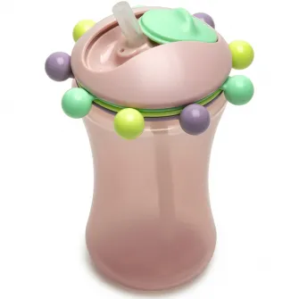 Set 2 cani cu pai Abacus pentru bebelusi Melii, roz-verde