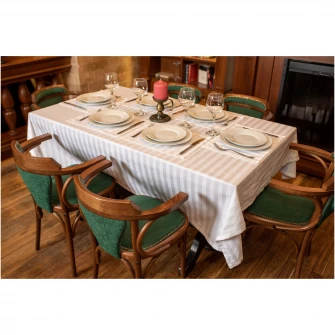 Set 2 fete de masa Damasc Somnart, 150x180 cm, 100% bumbac damasc, 6 persoane