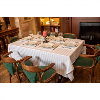 Set 2 fete de masa Damasc Somnart, 150x180 cm, 100% bumbac damasc, 6 persoane