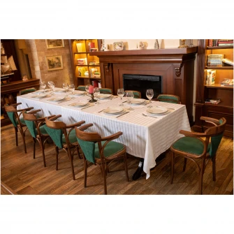 Set 2 fete de masa Damasc Somnart, 180x260 cm, 100% bumbac damasc, 12 persoane