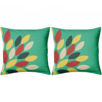 Set 2 huse pentru pernute decorative Aglika, 45x45 cm, inchidere cu fermoar, print digital, poliester, Verde/Albastru