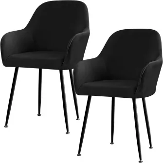 Set 2 huse universale pentru scaun, din Catifea bumbac si elastan, negru