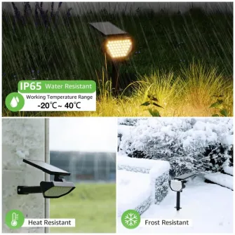 Set 2 lampi solare LED Lepro PR510005, 120 lm, lumina alba calda (3000K), acumulator 1200 mAh, IP65 , 2 moduri iluminare