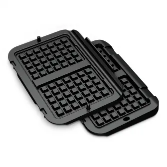 Set 2 placi pentru gofre Tefal XA730810, compatibile cu gratarul electric OptiGrill 4 in 1 si Optigrill 2 in 1, seriile GC774xx, GC773xx, GC772xx, aluminiu, invelis antiaderent, negru