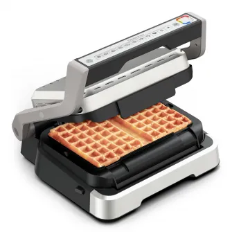 Set 2 placi pentru gofre Tefal XA730810, compatibile cu gratarul electric OptiGrill 4 in 1 si Optigrill 2 in 1, seriile GC774xx, GC773xx, GC772xx, aluminiu, invelis antiaderent, negru