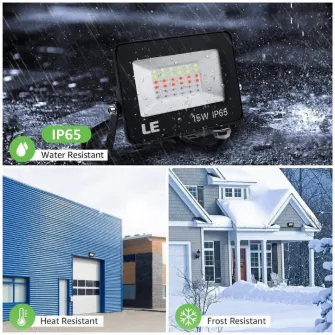 Set 2 proiectoare de podea LED RGB Lepro, cu telecomanda, 15W, lumina alba si colorata, IP65