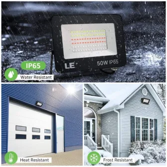 Set 2 proiectoare de podea LED RGB Lepro, cu telecomanda, 50W, lumina alba si colorata, IP65