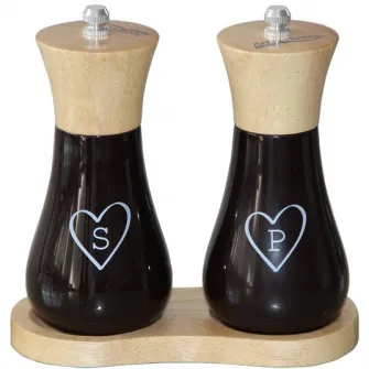 Set 2 rasnite sare/piper Heinner, 15 cm + Suport