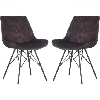 Set 2 scaune dining Kring Agnes, metal/catifea, Maro