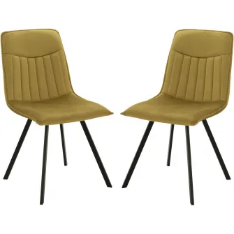 Set 2 scaune dining Kring Freya, metal/catifea, Galben