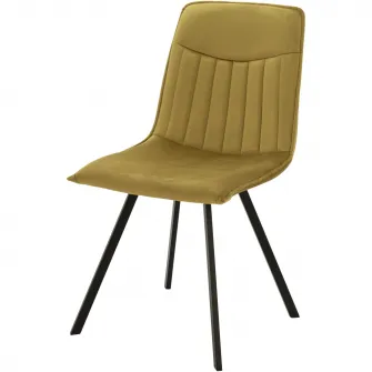 Set 2 scaune dining Kring Freya, metal/catifea, Galben
