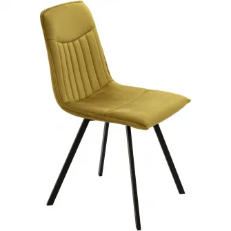 Set 2 scaune dining Kring Freya, metal/catifea, Galben