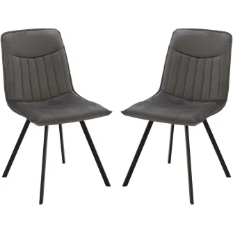 Set 2 scaune dining Kring Freya, metal/catifea, Gri