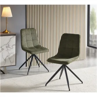 Set 2 scaune dining Kring Liv, metal / material textil, Verde
