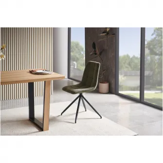Set 2 scaune dining Kring Liv, metal / material textil, Verde