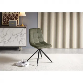 Set 2 scaune dining Kring Liv, metal / material textil, Verde