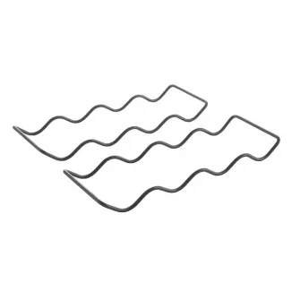 Set 2 suporturi pentru sticle vin Metaltex Wave-20 Lava, maxim 8 sticle, 11x32cm, metal tratat TouchTherm, negru mat, aspect fier forjat