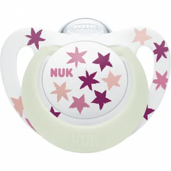 Set 2 suzete NUK STAR, DAY/NIGHT, SILICON, 6-18 luni, fete