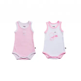 Set 2 tricouri fara maneca BEBE D'OR pentru bebelusi, Roz, Roz, 62 CM